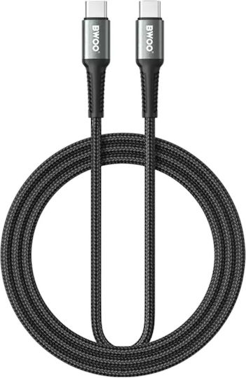 BWOO Braided USB 3.0 Cable USB-C male - USB-C 60W PD Μαύρο 2m BO-X288C-C