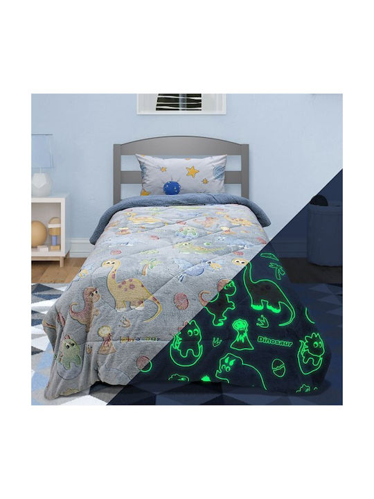 Lino Home Kids Duvet Cover Glow in the Dark Single Grey|Light Blue 160x220cm
