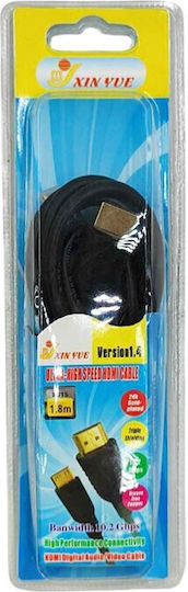 Cable HDMI male - HDMI male 1.8m Μαύρο