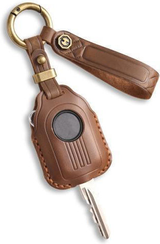 Hallmo Schlüsselhülle für Peugeot Django 150 Motorrad aus natürlichem Rindsleder Braun