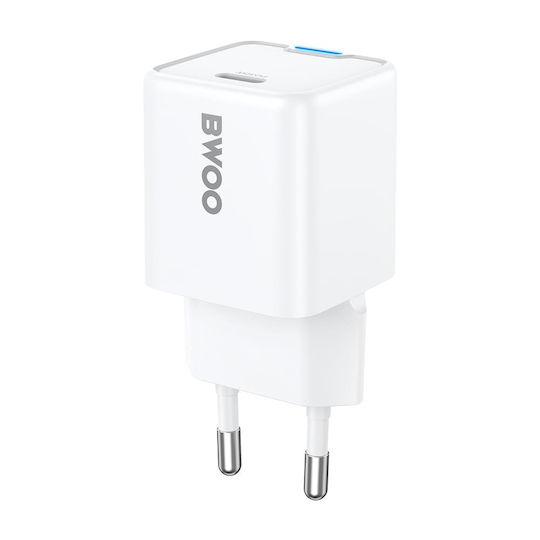 BWOO Φορτιστής Χωρίς Καλώδιο GaN με Θύρα USB-C 30W Power Delivery Λευκός (GaN)