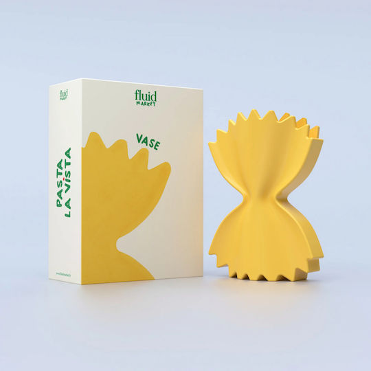 Fluid Market Βάζο Γυάλινο Κίτρινο 16x5xΥ26cm