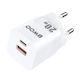 BWOO Зарядно без кабел GaN (Галуниев нитрид) с USB-A порт и USB-C порт 20W Доставка на енергия / Бързо зареждане 3.0 Бял (CDA156)