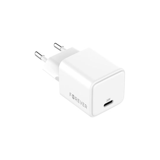Forever Charger Without Cable GaN with USB-C Port 20W Power Delivery Whites (TC-08-20C)