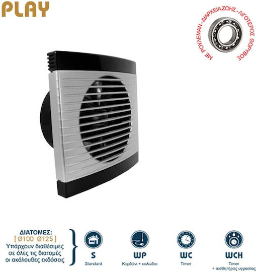 Redled De perete Ventilator de Baie 100mm Argintiu