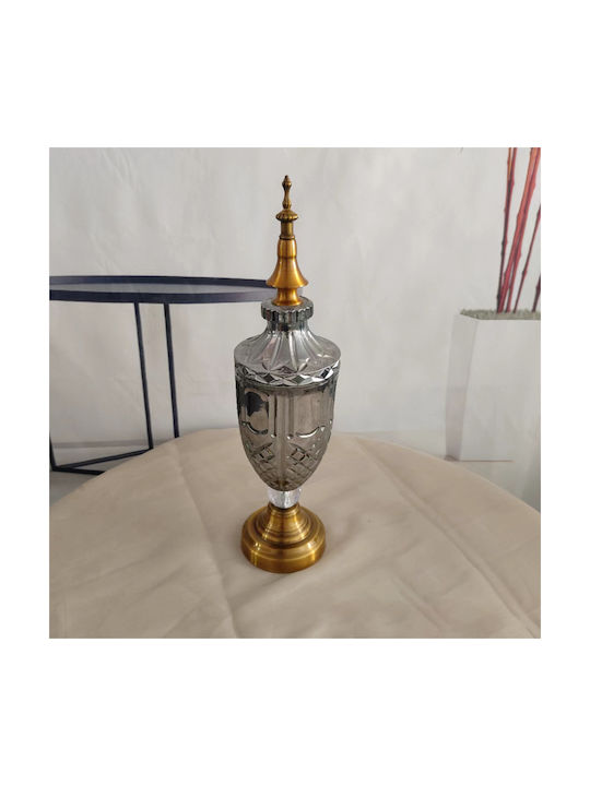 Karvounis Vintage Glass Sweet Jar with Lid and Foot Gold 42x10cm