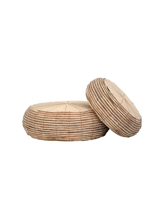 Set of 2 Straw Decorative Tables Fylliana Fl24003 Natural Color 62x62x20cm 46x46x19cm