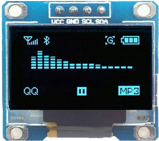0.96" I2c 128x64 Oled Lcd Οθόνη Ssd1306 Μπλέ