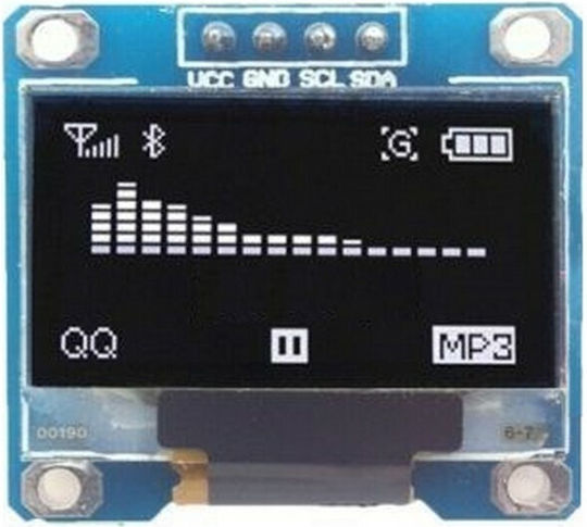 0.96" I2C 128x64 OLED LCD дисплей SSD1306 Бял