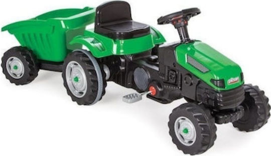 Tractor pentru copii De la picior la podea cu caruta si pedala Verde