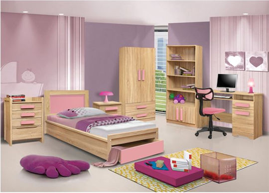 Playroom Sonama Δίφυλλη Ντουλάπα Ροζ 80x50x180cm