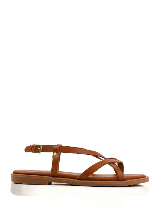 Tan Sandals with Crossed Straps