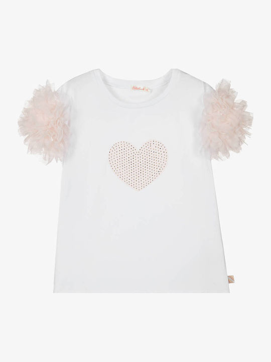 Bluza Pentru Copii Cu Mâneci Scurte Albă