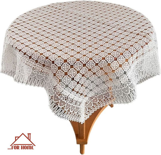 ForHome Τραπεζομάντηλο με Δαντέλα Λευκό 140x140εκ.