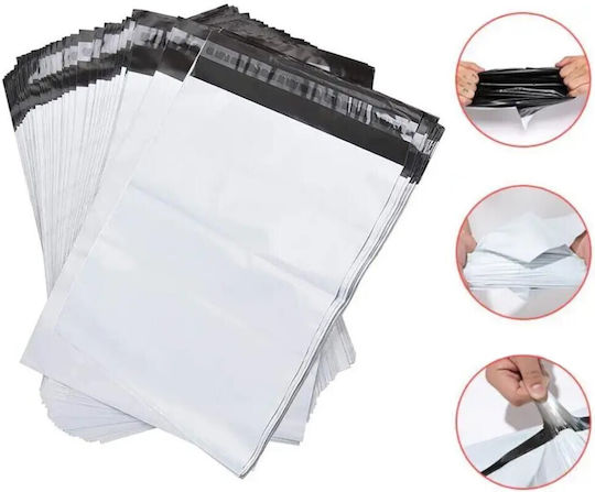 Set of 100 Waterproof Courier Transport Bags with Self-Adhesive Closure 35x44cm