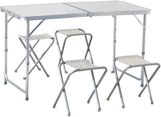 New Camp Aluminum Table Set for Camping Folding in Case 60x70x70cm White