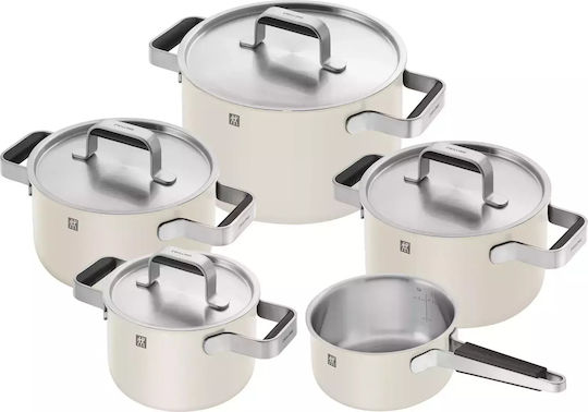 Zwilling J.A. Henckels Pure Σετ Μαγειρικά Σκεύη από Ανοξείδωτο Ατσάλι Beige 9τμχ
