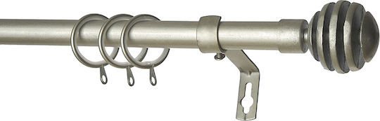 Grace Extendable Metallic Curtain Pole Single Φ19mm 210-210cm Silver