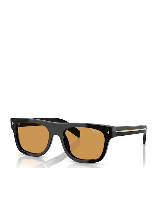 Prada Unisex Γυαλιά Ηλίου με Μαύρο Κοκκάλινο Σκελετό και Καφέ Φακό