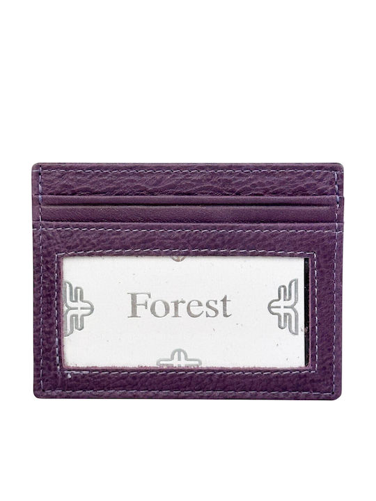 Forest Δερμάτινο Ανδρικό Πορτοφόλι Καρτών Μωβ