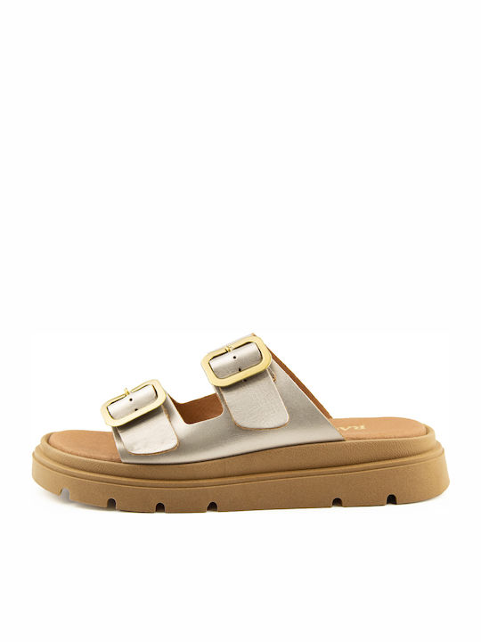 Ragazza Leather Women's Flat Sandals Beige