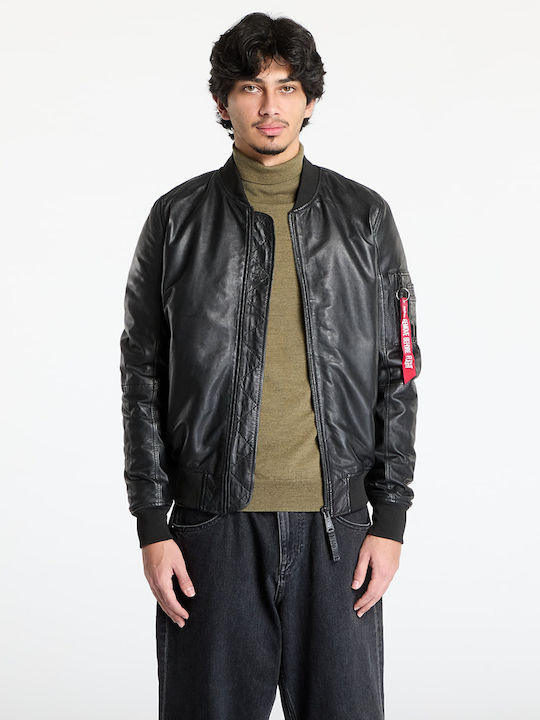 Ma-1 Leather Jacket Black