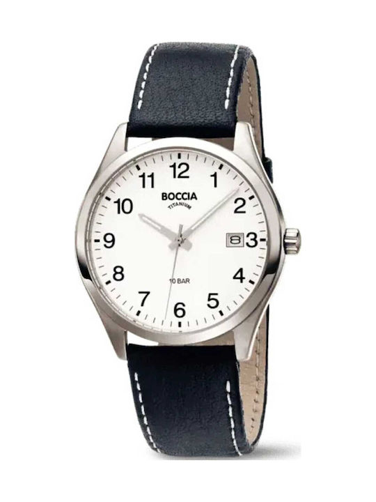 Boccia Herrenuhr Batterie mit Schwarz Lederarmband