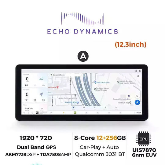 Echo Dynamics Auto-Audiosystem 2DIN (Bluetooth/USB/WiFi/GPS/Apple-Carplay/Android-Auto) mit Touchscreen 12.3"