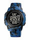 Digital Men's Watch Battery with Rubber Strap Army Blue Black