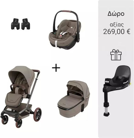 Maxi-Cosi Fame Twillic Ρυθμιζόμενο Καρότσι 3 σε 1 Kατάλληλο για Nεογέννητο Truffle