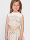 Kinder-Crop-Top Ärmellos Beige