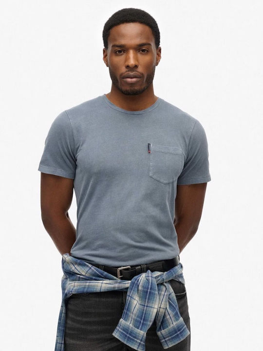 Superdry D2 Ovin T-shirt Μπλε, Washed Faded Navy