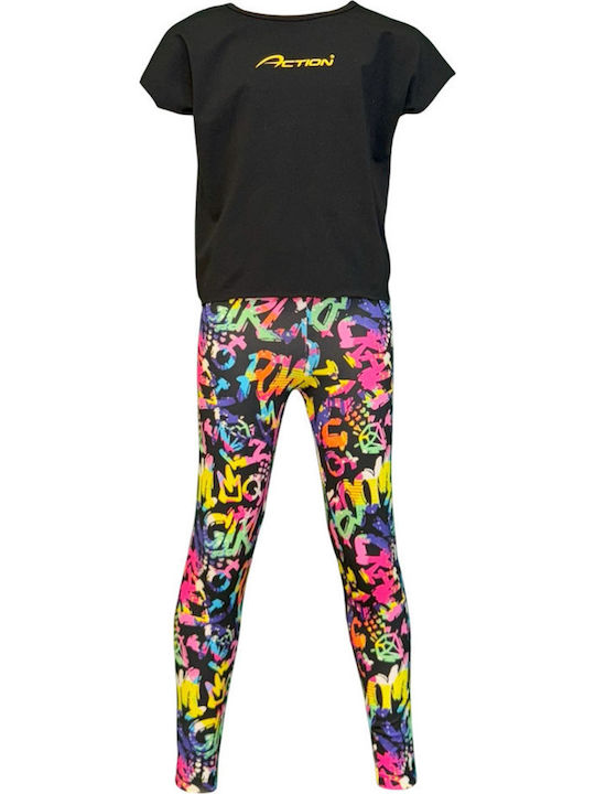 Action Sportswear Παιδικό Σετ με Κολάν Μαύρο 2τμχ