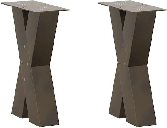vidaXL Metallic Furniture Leg 2 Pieces Suitable for Table / Coffee Table / Office 28x42x42cm Brown