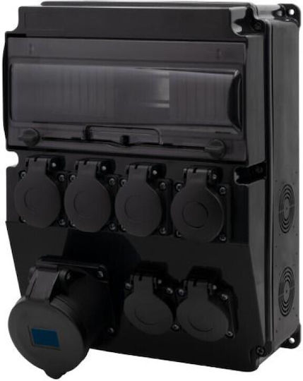 Black Distribution Box Caja 12m Scenic 32a/3p Straight Sockets 6x230v F3.2907
