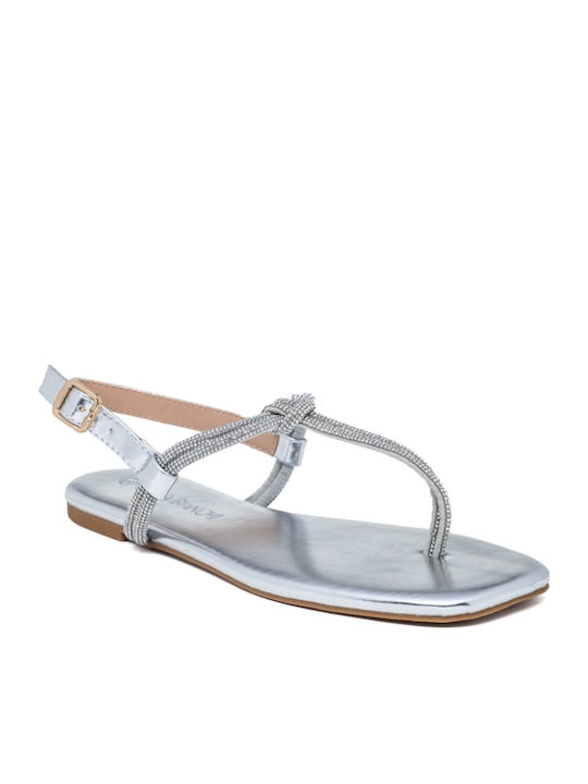 Flache Sandalen für Damen in Silber Farbe