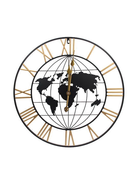 Keskor World Ceas de Perete Metalic Negru Ø60cm
