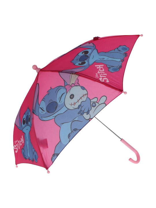 Disney Kids Curved Handle Umbrella Lilo & Stitch with Diameter 76cm Pink