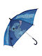 Disney Kinder Regenschirm Gebogener Handgriff Lilo & Stitch Blau