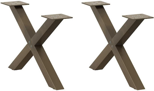 vidaXL Metallic Furniture Leg 2 Pieces Suitable for Table / Coffee Table / Office 60x30cm Brown