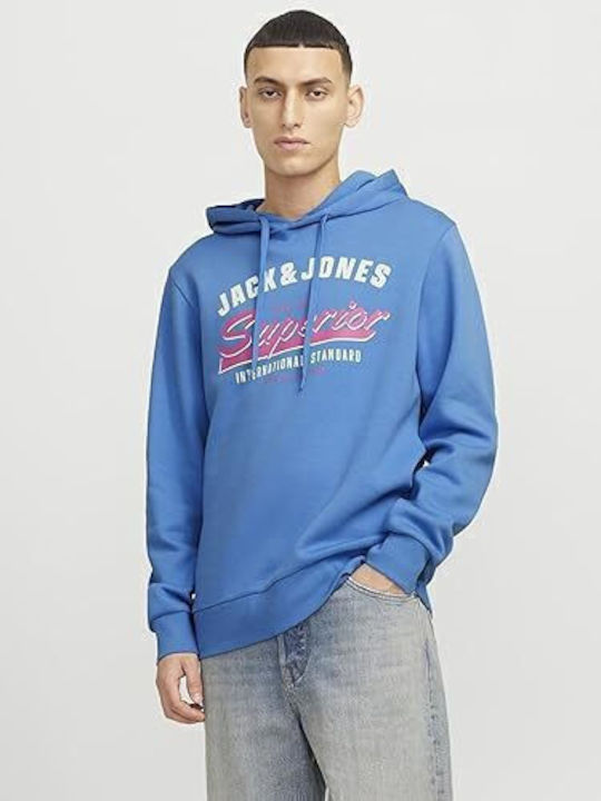 Jack & Jones Φούτερ με Κουκούλα Γαλάζιο