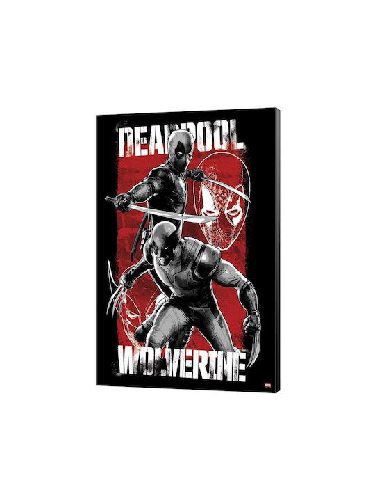 Дървена стенна декорация Marvel Deadpool Wolverine 03 Максимално усилие 35 x 50 см
