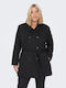 Women's Long Gabardine with Buttons Black
