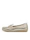 Leather Women's Moccasins in Gold Color
