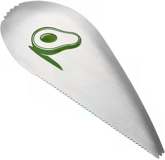 Tăietor special de avocado Flippy 3 în 1 formă curbată zimțată pentru prindere și tăiere, din oțel inoxidabil, 15 x 6 cm, gri