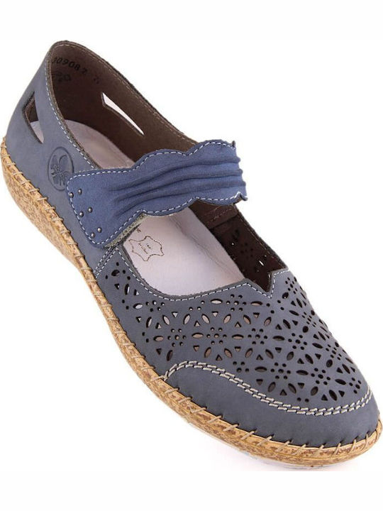 Damen Slip-Ons Leder Blau
