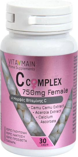 Vitamain C Complex Female Vitamin for Immune System Boost, the Skin & Antioxidant Action 750mg 30 caps