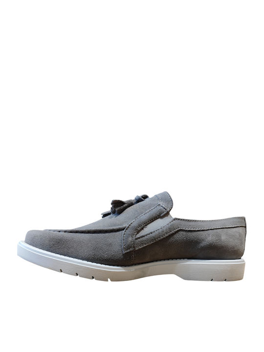 Δερμάτινα Ανδρικά Loafers σε Γκρι Χρώμα