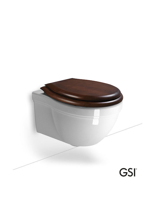 GSI Classic Монтирана на стена тоалетна Безръбрен с Капак Софт Клоуз Бяла
