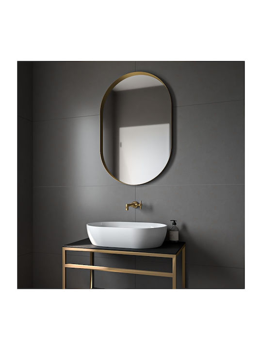 Iron Semi Oval Badezimmerspiegel 60x90cm Silber